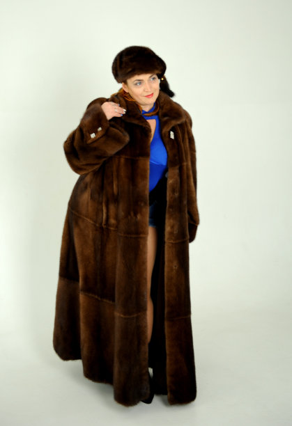 戴着皮草帽子的美女时尚模特。冬天的女人肖像。图片下载