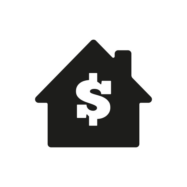 家，房子与美元矢量图标。买房或房地产投资平面矢量图标集的应用程序和网站股票插图图片下载