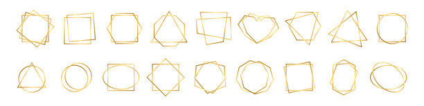 黄金框架设置。金色镶边套装图片下载