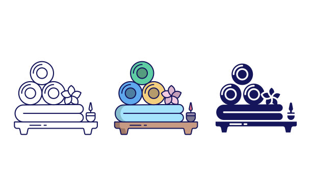 毛巾卷矢量图标图片下载