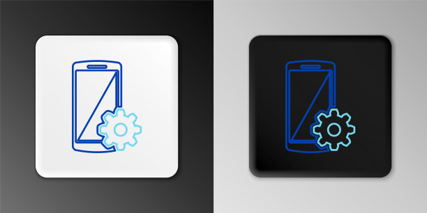 线设置上的智能手机图标孤立的灰色背景。手机和设备。调整、服务、设置、维护、修理、固定。色彩缤纷的轮廓概念。向量图片下载