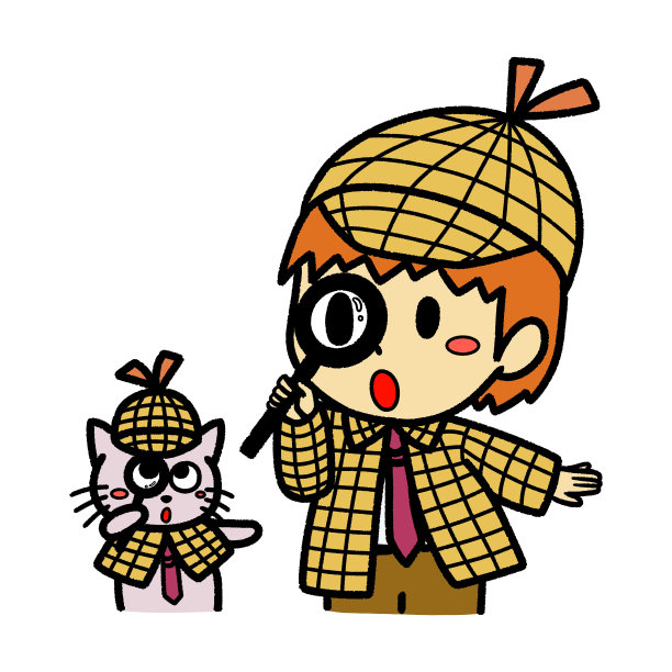 侦探duo男孩和猫通过放大镜看图片下载