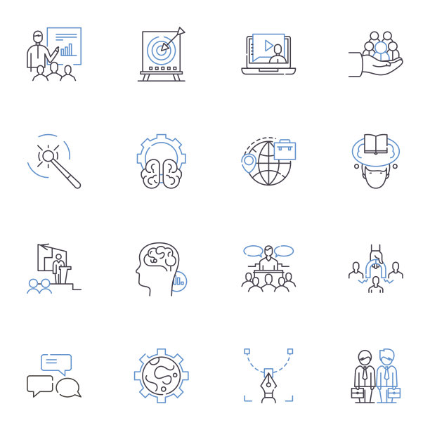 公路旅行业务线图标收集。冒险，风景，旅行，探索，旅程，旅游，路线矢量和线性插图。Escapade,Wanderlust，高速公路轮廓标志设置图片下载