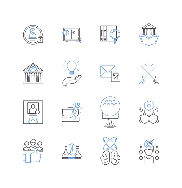 休闲运动线图标集合。足球，篮球，排球，网球，游泳，骑自行车，运行矢量和线性插图。徒步旅行，露营，滑雪轮廓标志设置图片下载