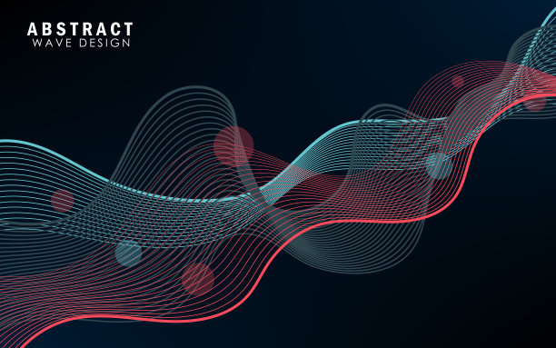 波背景。抽象向量插图。3d技术风格图片下载