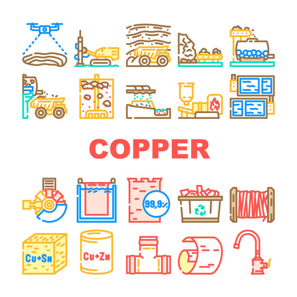 铜业生产金属矢量无缝图案图片下载