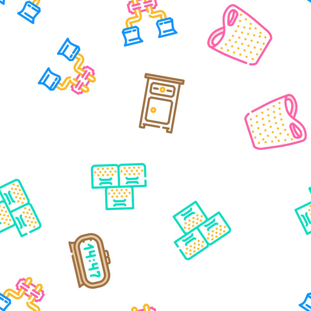 卧室房子家庭床内部矢量无缝图案图片下载