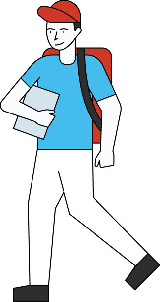 这个男孩要去送包裹。图片下载