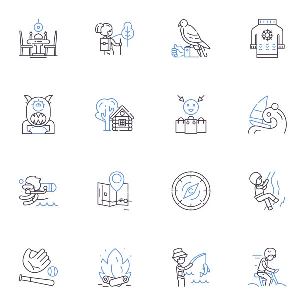 机器学习线图标集合。算法，自动化，分类，聚类，认知，数据驱动，深度向量和线性插图。预测，优化，神经轮廓标志设置图片下载