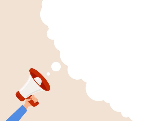 想象力是创造力的概念。手里拿着扩音器，用大泡泡沉思着。胸怀大志，追求成功;胸怀大志，改变世界;思考大问题，寻找解决方案。图片下载