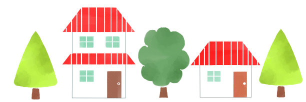 水彩风格的城镇风景插图图片下载