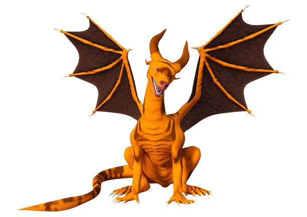 3D渲染童话龙在白色图片下载