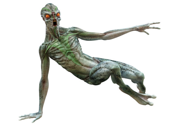 白色上的绿色外星人的3D渲染图片下载