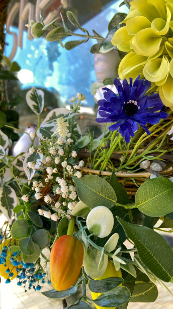 多色外部装饰，人造花，近距离图片下载