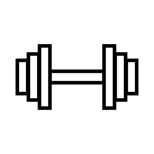 简单的哑铃图标。肌肉训练设备。向量。图片下载