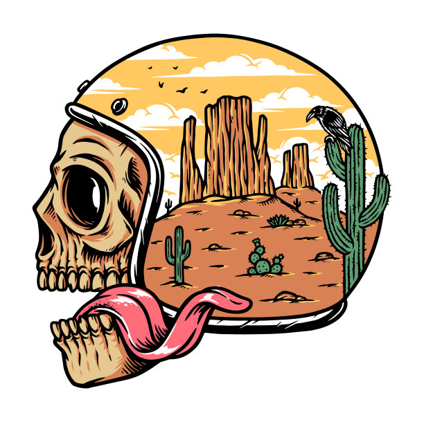 头盔上的沙漠景观图片下载