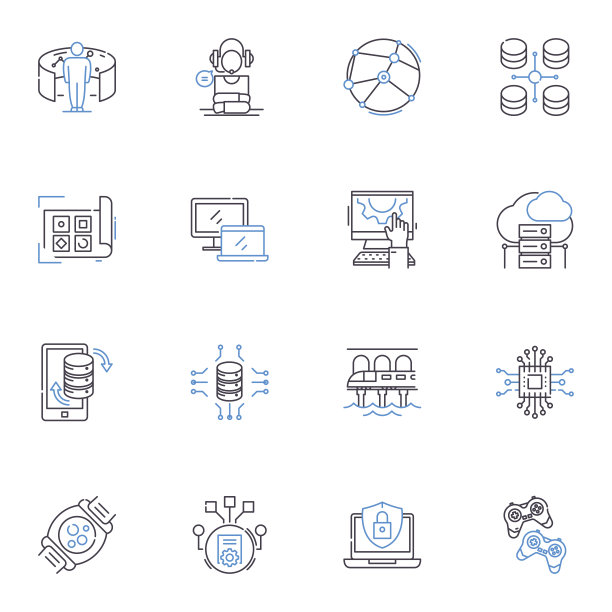 硬件用品线图标收集。钉子，螺丝，螺栓，铰链，支架，螺母，垫圈矢量和线性插图。锚、钩、订书钉图片下载