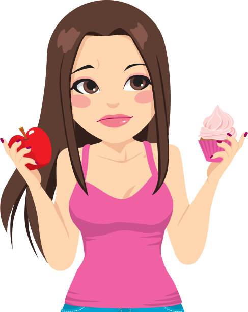 吃苹果或小蛋糕的女人图片下载