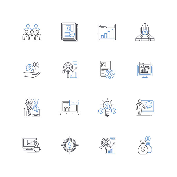 观察线图标收集。观察，感知，注意，洞察力，检查，扫描，监视矢量和线性插图。鉴定、考察、沉思等提纲标志设置图片下载