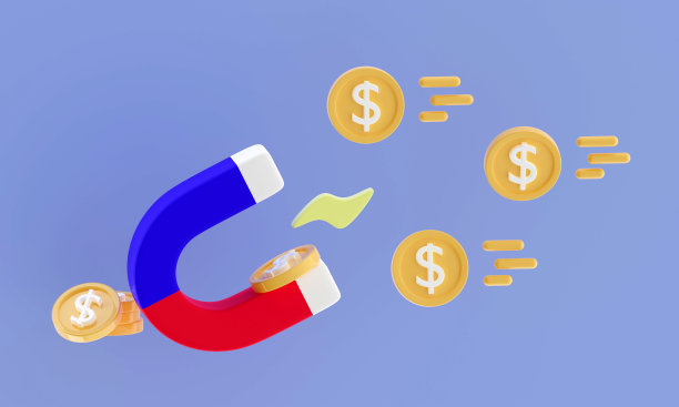 3d磁铁以金币的形式吸引金钱图片下载