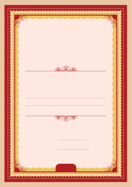 经典文凭/证书空白红色和金色框架模板图片下载
