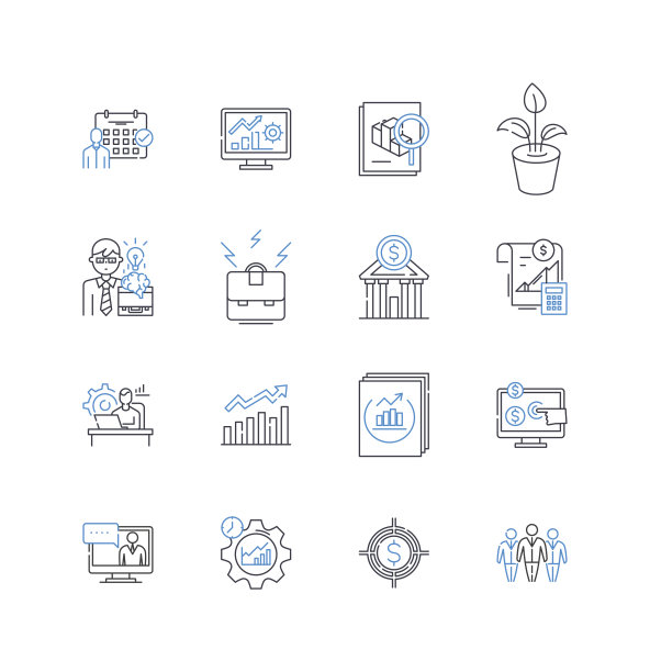 折旧线图标收集。过时，恶化，下降，磨损，侵蚀，减少，衰减矢量和线性插图。贬值、亏损、贬值提纲标志设置图片下载