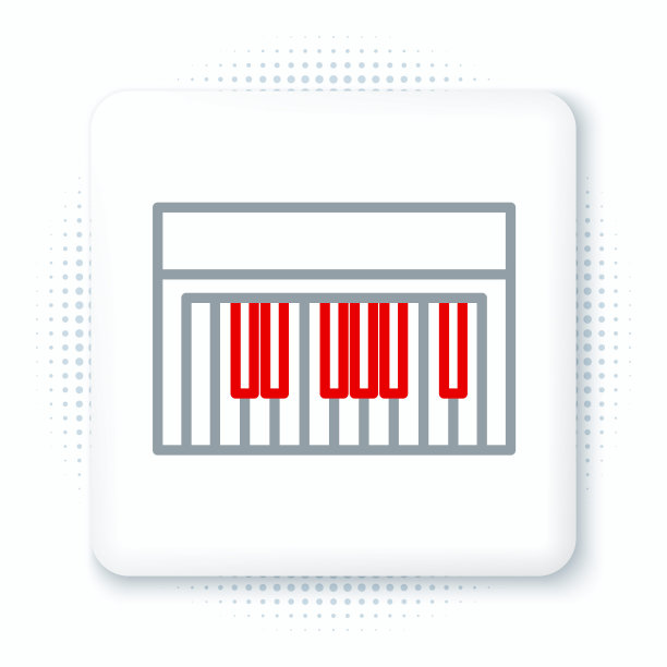 线音乐合成器图标孤立的白色背景。电子钢琴。色彩缤纷的轮廓概念。向量图片下载