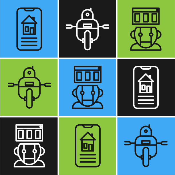 设置线智能家居，机器人和机器人图标。向量图片下载