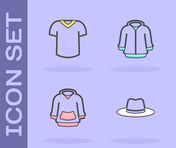Set Man帽子，t恤，卫衣和图标。向量图片下载