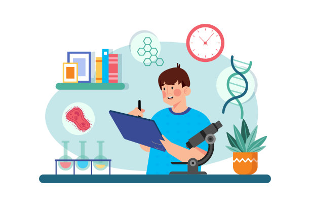 一个学生为生物考试而学习。图片下载