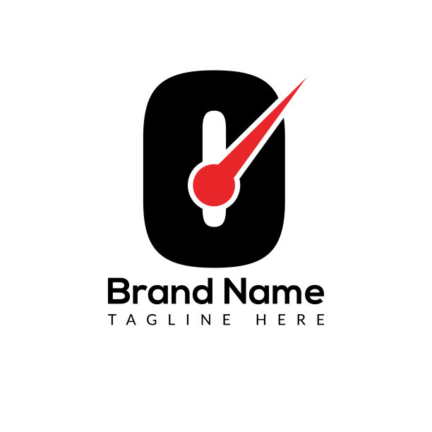 字母O模板上的快速标志。快速标志上的O字母，最初的快速和速度标志概念模板图片下载