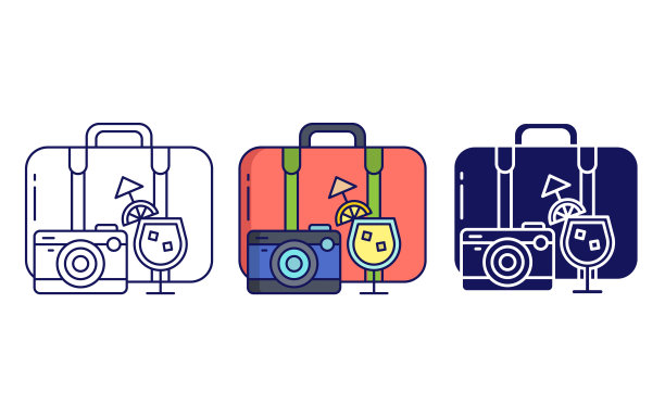 海滩元素矢量图标图片下载