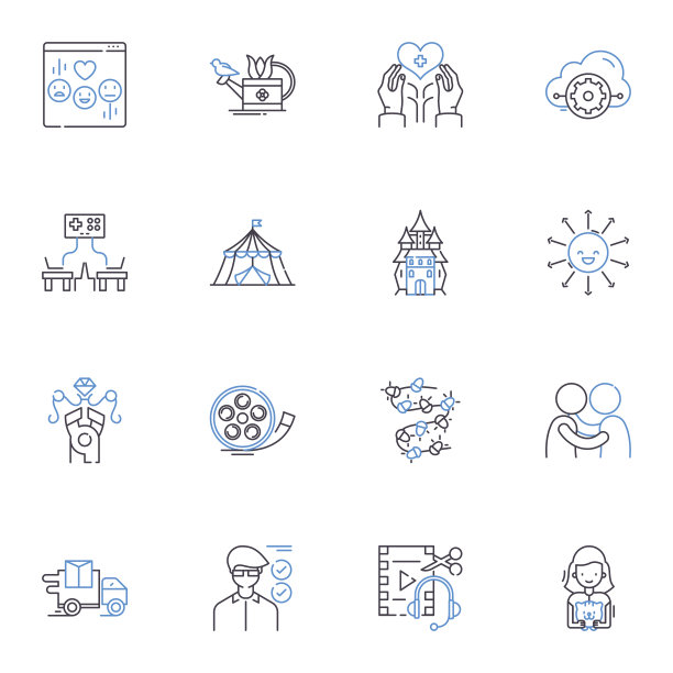 波普艺术线图标集合。哇!，漫画，彩色，流行，复古，图标，异想天开的矢量和线性插图。大胆，媚俗，拼贴轮廓标志集图片下载