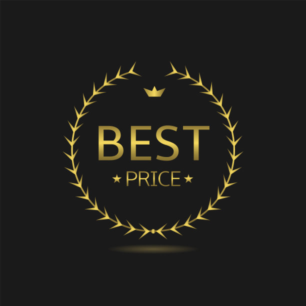 最好的价格金月桂花环矢量标签图片下载