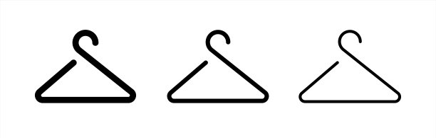 挂架图标集。衣架符号。衣架或衣架图标。商店衣架图标集。钩销售标志。大衣架子上。设计图标。图片下载