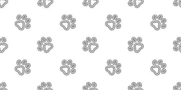 狗脚印无缝绳图案宠物爪子猫法国斗牛犬矢量卡通涂鸦重复壁纸瓷砖背景围巾孤立的插图设计图片下载