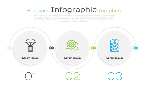 设线空投箱，目标体育和雪佛龙。业务信息图表模板。向量图片下载