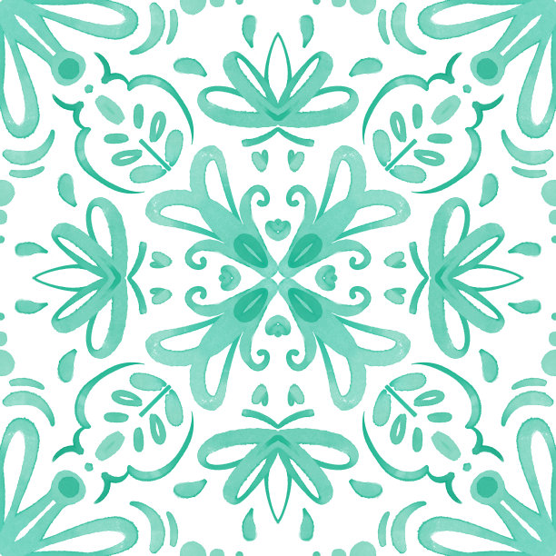 水彩装饰瓷砖。大的格式图片下载