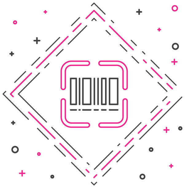 行扫描器扫描条形码图标隔离在白色背景上。条形码标签贴纸。带条的交货标识。色彩缤纷的轮廓概念。向量图片下载