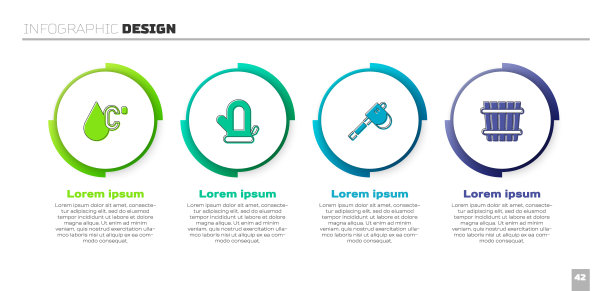 设置水温，桑拿手套，木斧和水桶。业务信息图表模板。向量图片下载