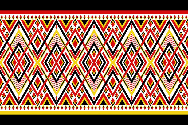 彩色几何民族无缝图案设计，适用于墙纸、背景、织物、窗帘、地毯、服装、包装等。图片下载