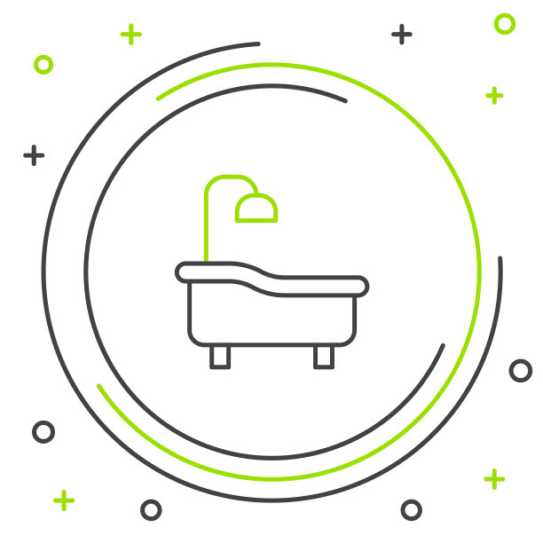 线浴缸图标孤立的白色背景。色彩缤纷的轮廓概念。向量图片下载