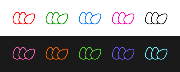 设置线鸡蛋图标孤立的黑色和白色的背景。向量图片下载