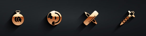 集矿物、岩石、地核结构外壳、十字尺子和铅笔、建筑手提钻图标与长影子的展览。向量图片下载