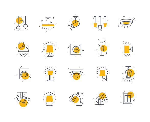 灯具图标颜色套装图片下载