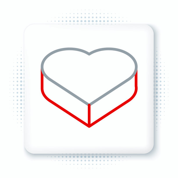 线糖果在心形盒子和弓图标孤立的白色背景。情人节。色彩缤纷的轮廓概念。向量图片下载