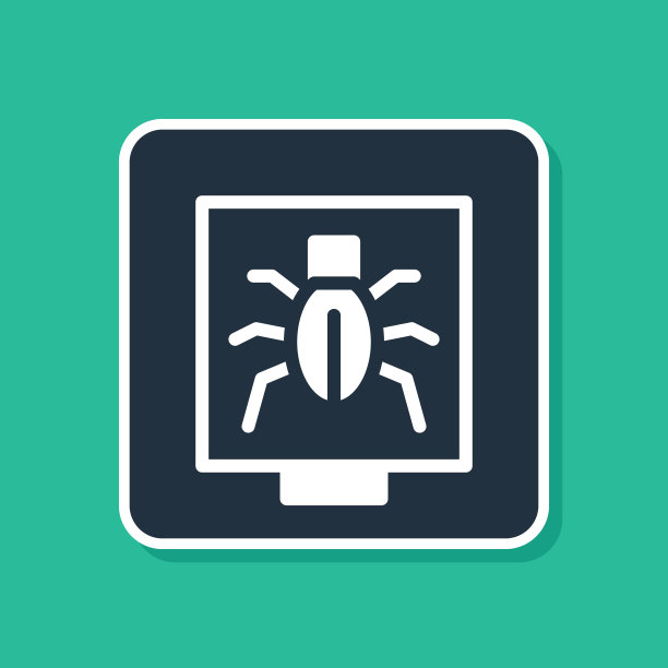 蓝色昆虫在一个框架图标孤立的绿色背景。植物标本。向量图片下载