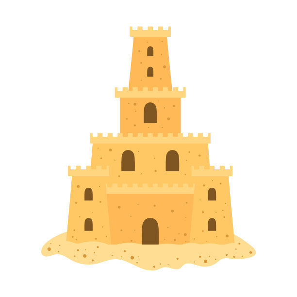 平面矢量插图卡通沙堡图片下载
