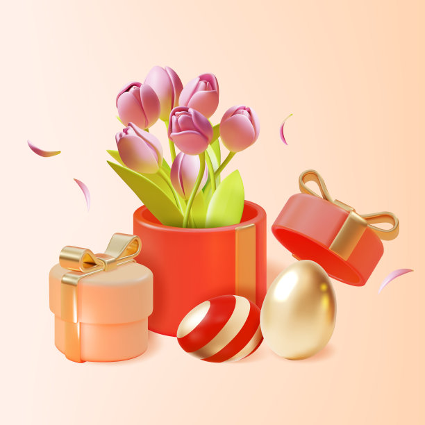 3d快乐复活节概念橡皮泥卡通风格。向量图片下载