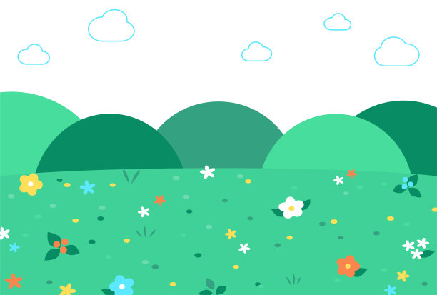 可爱和丰富多彩的草地景观插图图片下载